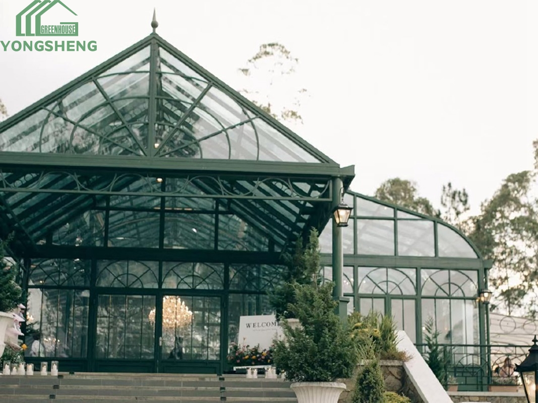 Yongsheng Victorian greenhouse, glass Victorian greenhouse, greenhouse wedding venue, Victorian greenhouse for sale